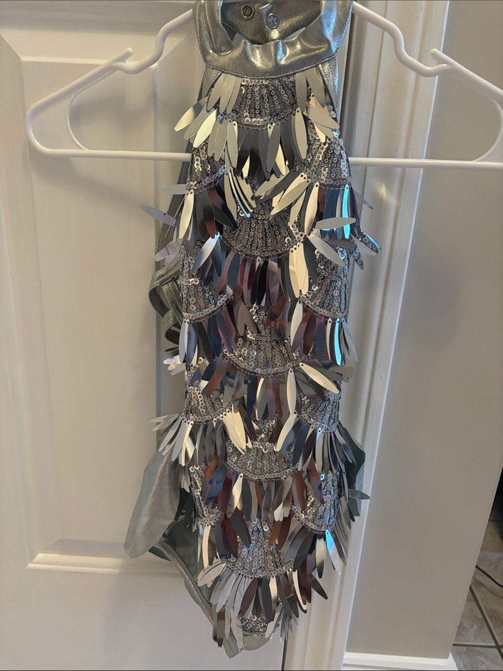 Weissman Silver Sequin Fringe Dance Costume